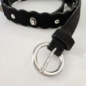 Sandro Suede Crystal Embellishments Belt with Silver Buckle Size XS